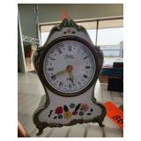 Porcelain Table Clock with Floral Design