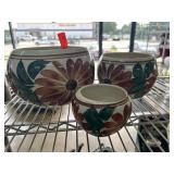 Three Floral Ceramic Planters