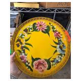 Hand-Painted Floral Metal Tray