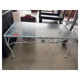 Glass and Metal Coffee Table with Decorative Frame