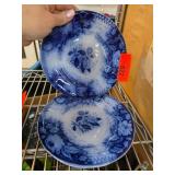 Antique White Jardiniere Flow Blue Plates