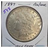 1887 Morgan Silver Dollar AU/UNC Condition