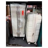 Two White Rolling Suitcases