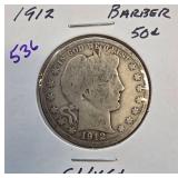 1912 Barber Half Dollar Coin