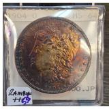 1904-O Morgan Silver Dollar MS-64 Rainbow Tone