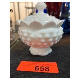 Fenton White Milk Glass Covered Dish