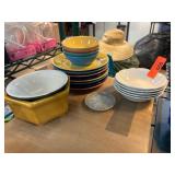 Colorful Dishware with Haeger Yellow Dish