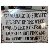 Humorous Metal Sign with Quirky Text