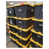 5 Black Storage Bins with Yellow Lids