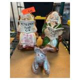 Ceramic Retirement Fund Figurines with Rabbit