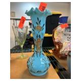 Portieux Vallerystahl Blue Opaline Glass Vase