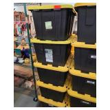 Stack of 5 Black Storage Totes