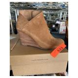 Lucky Brand Yakeena Leather Suede Wedge Booties