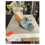 Jessica Simpson Blue Fabric Wedge Sandals