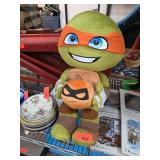 Green Ninja Turtle Plush Toy Holding a Smaller Plu