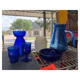 Cobalt Blue and White Glassware Collection