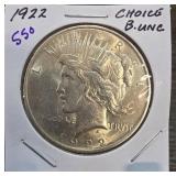 1922 Peace Silver Dollar in Choice BU Condition
