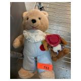 Plush Bear in Overalls and Small Dog Toy