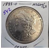 1883-O Morgan Silver Dollar MS60/63 CH UNC