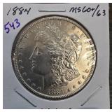 1884 Morgan Silver Dollar in CH. UNC Condition
