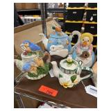 Four Ceramic Decorative Teapots