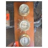 Wooden Plaque with Brass Weather Instruments