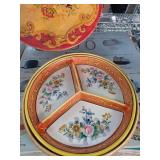Hand-Painted Divided Ceramic Dish With Lid