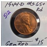 1944-D Lincoln Wheat Cent MS65+ RD