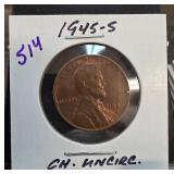 1945-S Lincoln Wheat Cent in Uncirculated Conditio