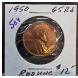 1950 Lincoln Wheat Cent Graded 65RD