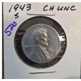 1943-S Lincoln Wheat Steel Cent in CH UNC