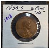 1930-S Lincoln Wheat Penny in Holder