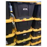 Five Black and Yellow Storage Bins