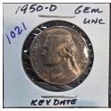 1950-D Jefferson Nickel Gem Uncirculated