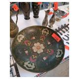 Polychrome Brass Decorative Bowl with Floral Desig