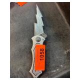 Metal Folding Knife with Lightning Bolt Blade
