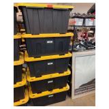 Qty 5 Black Storage Totes w Yellow Lids