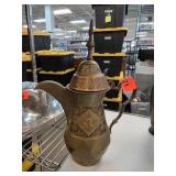 Decorative Brass Coffee Pot With Etched Patterns