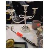 Silver-Plated Candelabra and Candle Snuffer Set