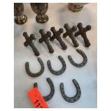 Cast Iron Crosses and Horseshoes Lot SMALL