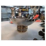 Silver-Toned Bowl with Geometric Base