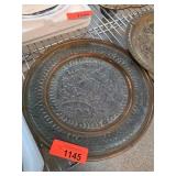 Handcrafted Embossed Metal Plate with Intricate De