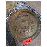 Round Brass Decorative Plate With Etched Design