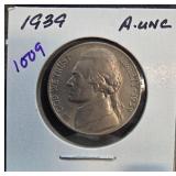 1939 Jefferson Nickel in AU Condition