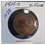 1919-S Lincoln Wheat Cent in Very Fine Condition