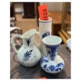 Hand-Painted Delft Blue Vases and Pitchers