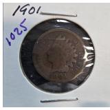 1901 Indian Head One-Cent Coin