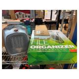 Items Including File Organizer and Heater