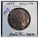 1955 Jefferson Nickel MS65 FS in Holder