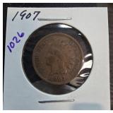 1907 Indian Head One-Cent Coin